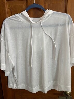 Athleta White Lightweight Hooded Crop Top